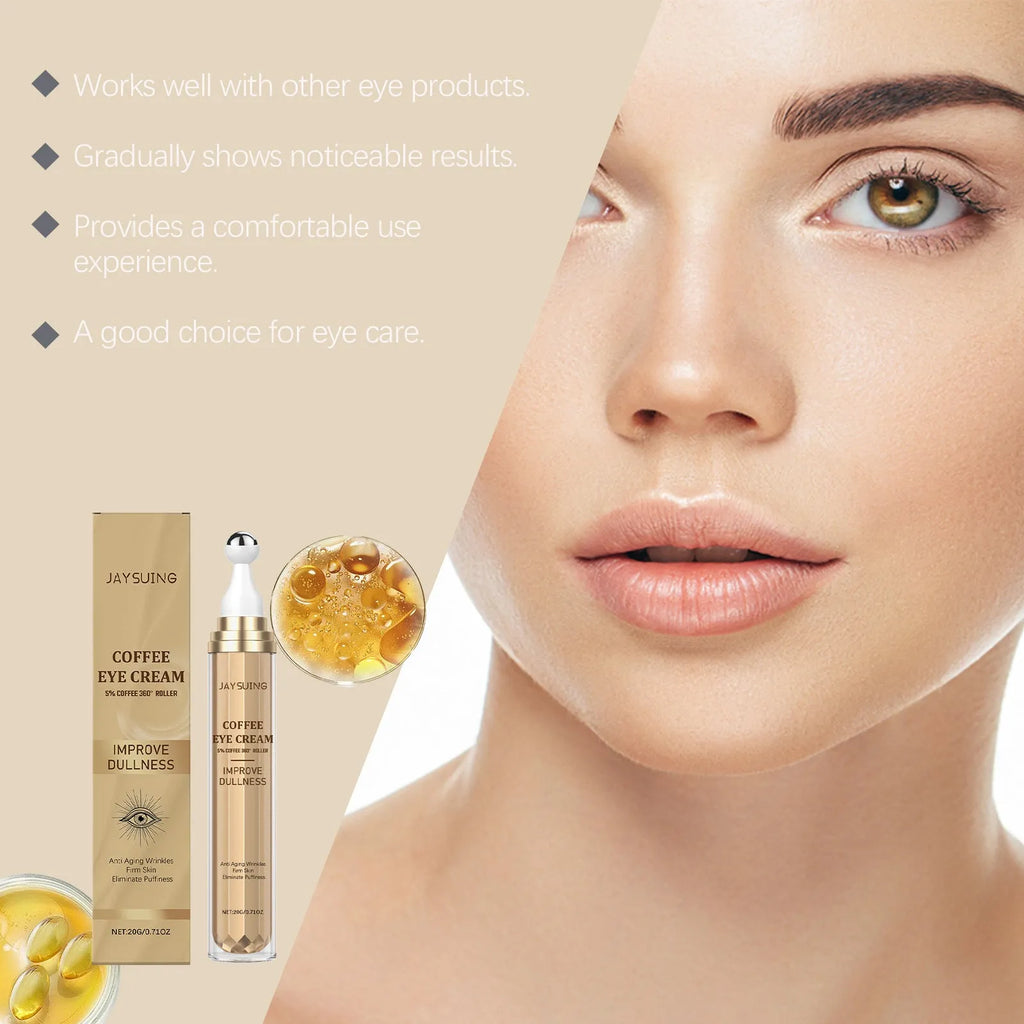20g tube of Caffeine Firming Eye Cream with coffee extract and hyaluronic acid for the under-eye area.
