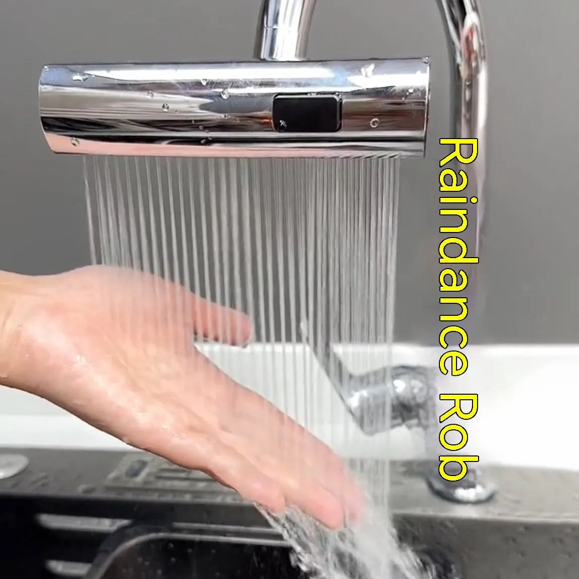 Black kitchen faucet nozzle extension with rotating joint and waterfall spray outlet