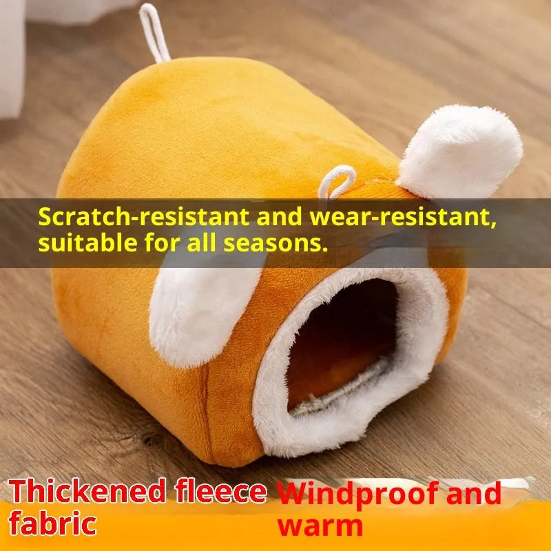 Small cloth hamster nest bed in orange or grey, available in 12x12x12cm and 15x15x15cm sizes