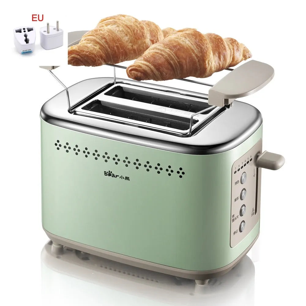 Multi functional teddy bear toaster in Morning Mist Green, 2 slice, 730W, 285x160x185mm, with CH or EU plug option