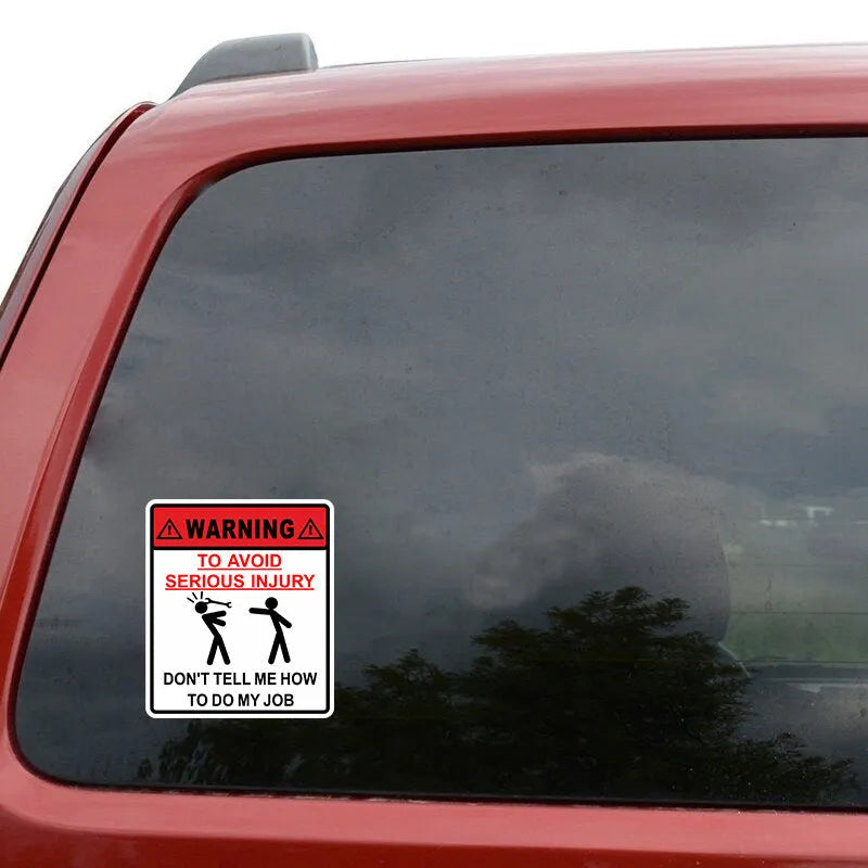 Yellow and black car glass warning sticker measuring 14.9cm by 12.6cm with Type A Hit design