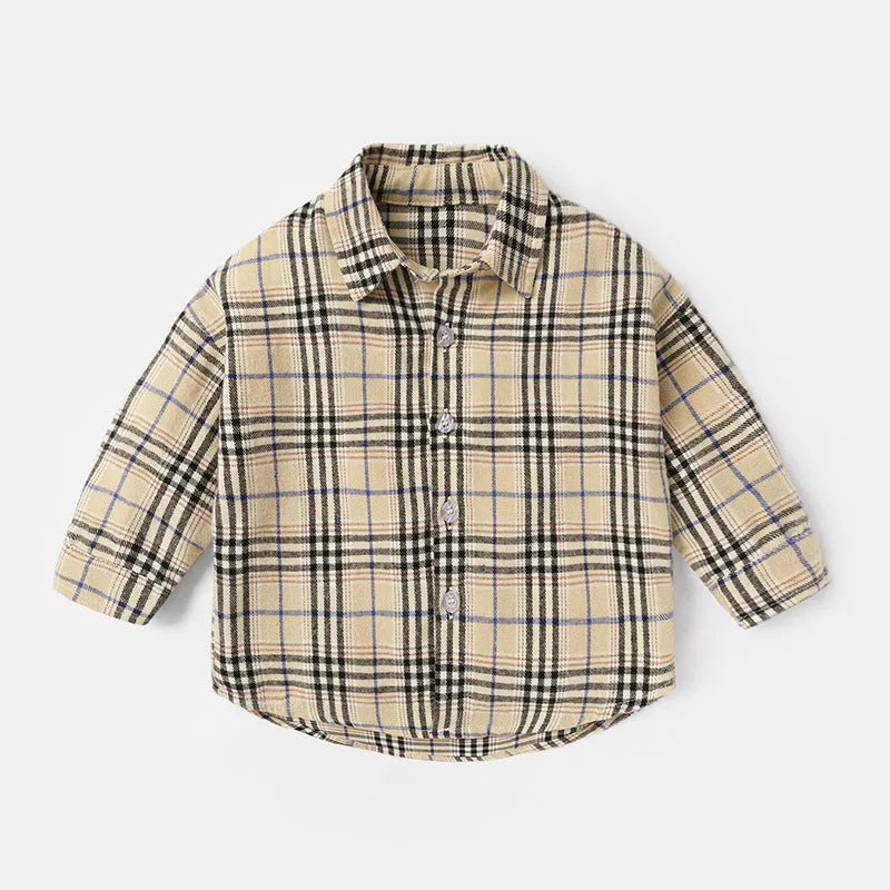 Men's lattice pattern shirt with animal and cartoon design in 100% cotton, long sleeves, casual style