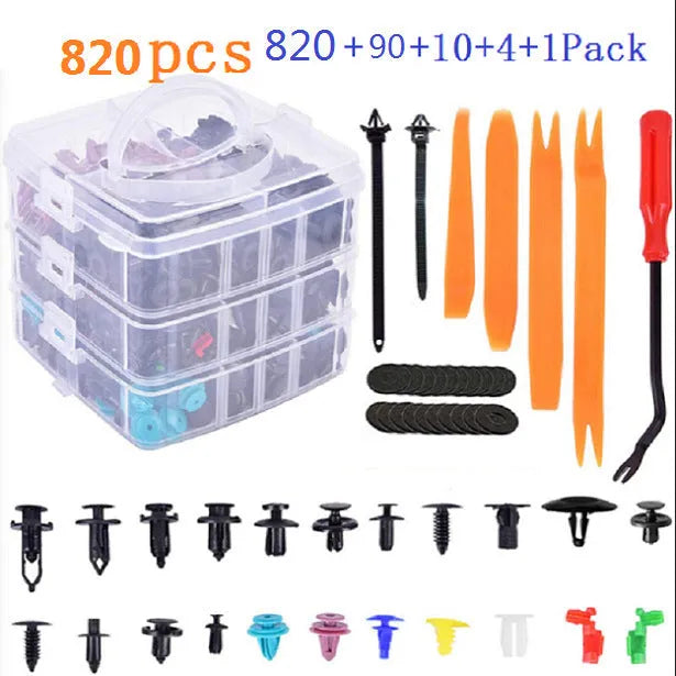 925PCs boxed buckle set with 26 kinds of nylon plastic automobile body fasteners and tools
