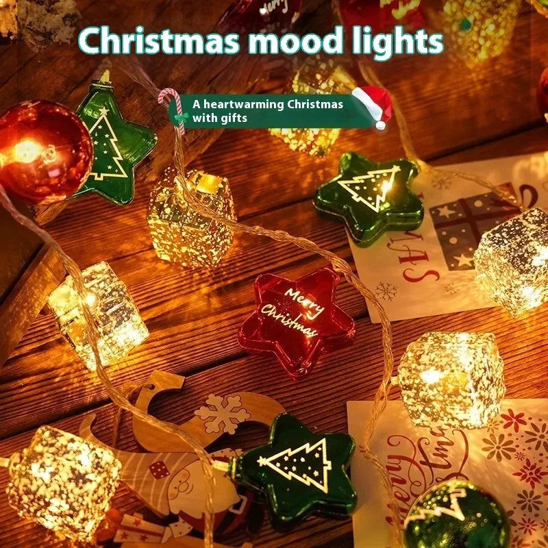 XINGX heart-shaped electroplated ball Christmas lights in gold, star, and macarons designs