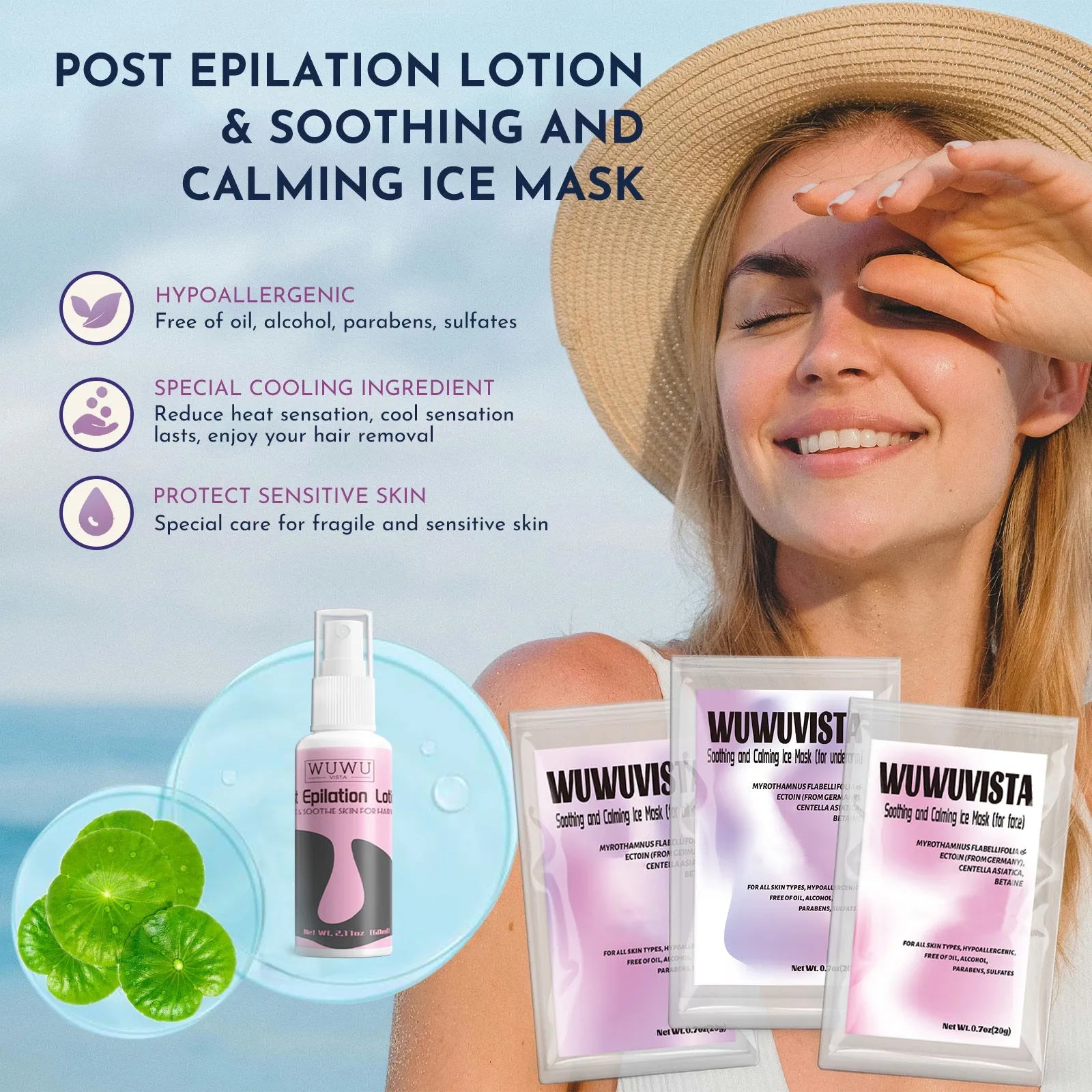 Waxing gift set with black warmer, wax beans, aftercare lotion, ice masks, and wax sticks for hair removal