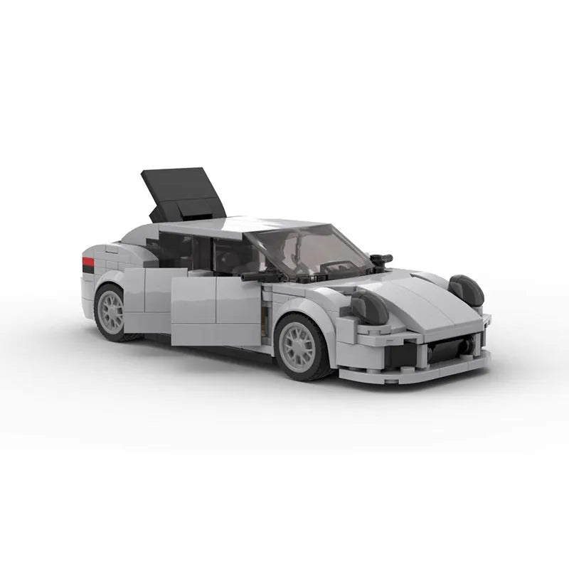MOC Porsche Turbo S 2018 building blocks set with 347 plastic pieces, 4 open doors, and 4 figures