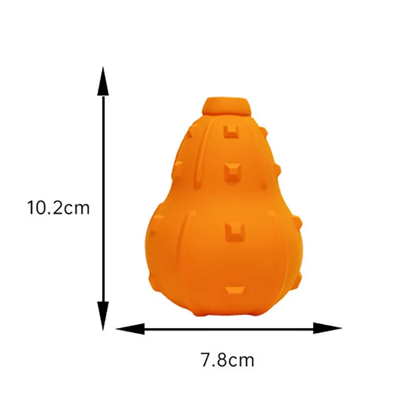 Stuffable dog toy in natural rubber, 30cm long with hollow interior for treats, designed for fetch and chew games