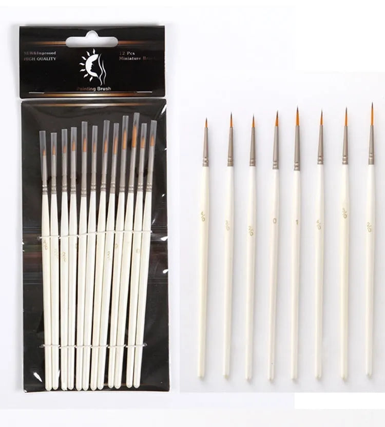 Pearl White fluorescent marker set with nylon wool hooks, nickel plated tubes, and solid wood holders for watercolour line art