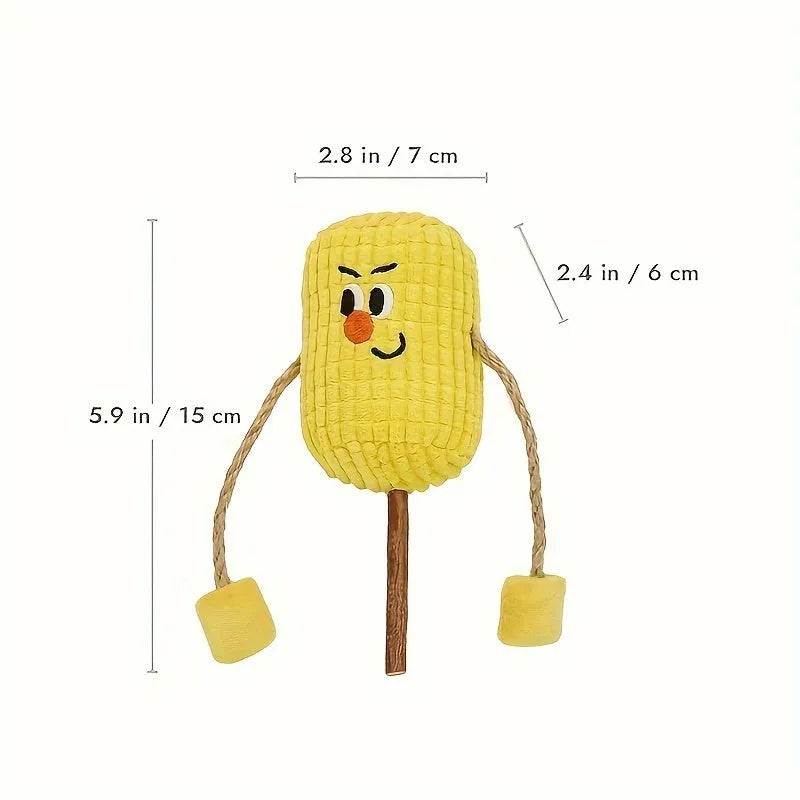 Corn cob-shaped cat toy made from natural polio wood, dimensions 7x6x15cm, for dental care and play