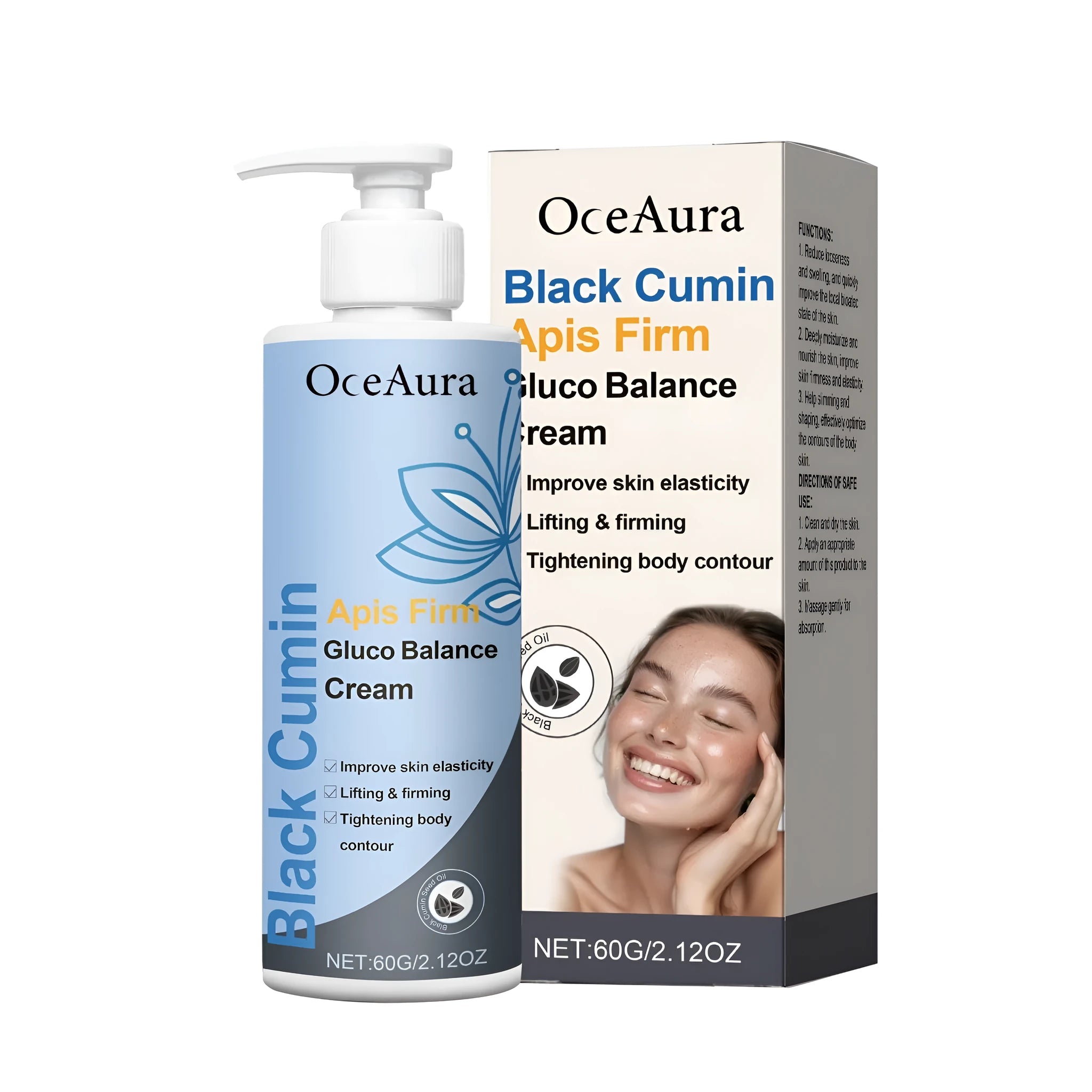 60g tube of black cumin seed oil and bee venom soothing slimming cream.