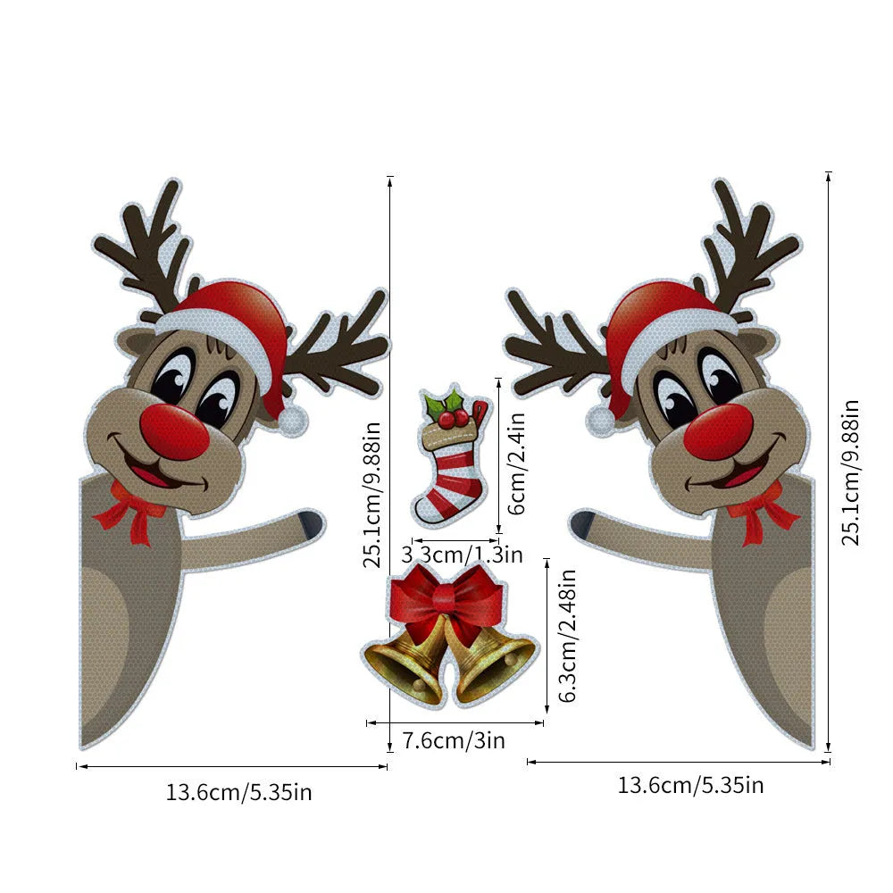 Christmas elk bell magnetic luminous reflective bumper stickers with cartoon design