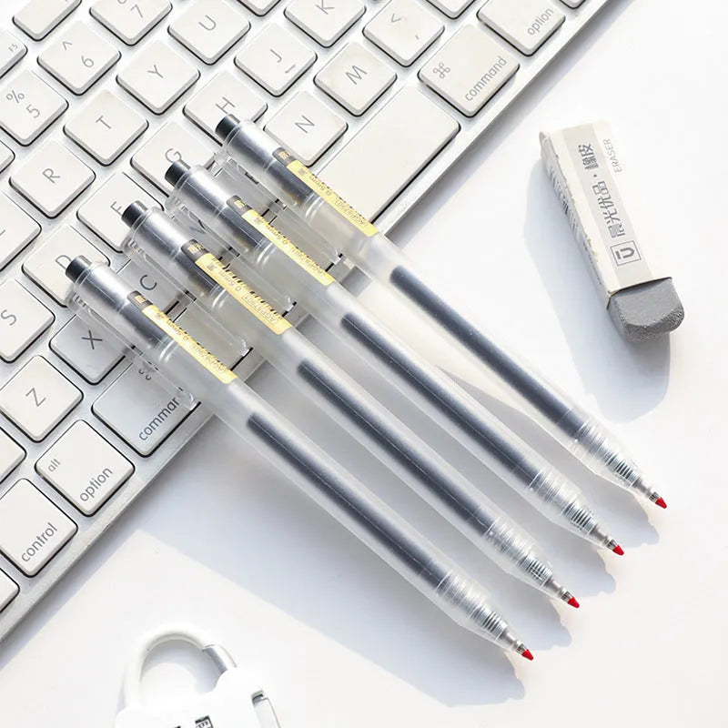 12 black frosted finish retractable gel pens with 0.5mm tips and two refill cartridges
