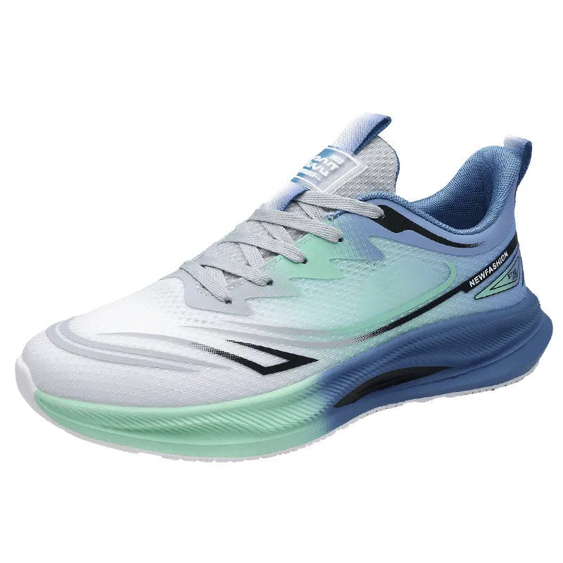 Men's low-top casual shoes with woven mesh upper and rubber sole in black blue colour