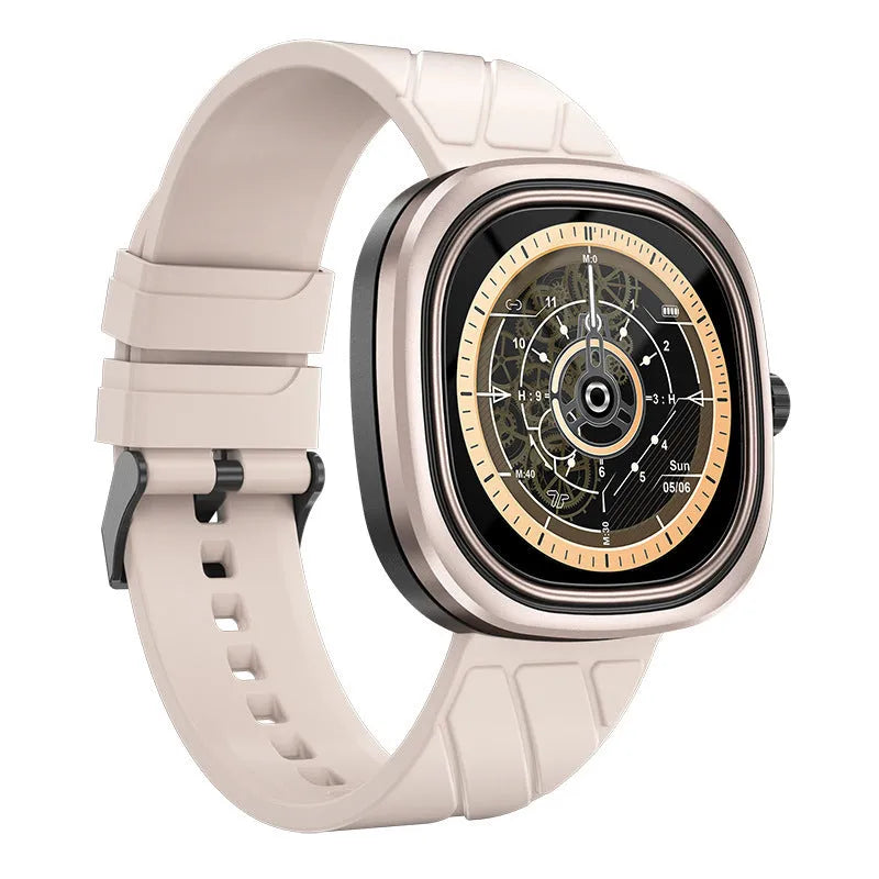 Bluetooth smart sports watch with a colourful silicone wristband and a square touchscreen display