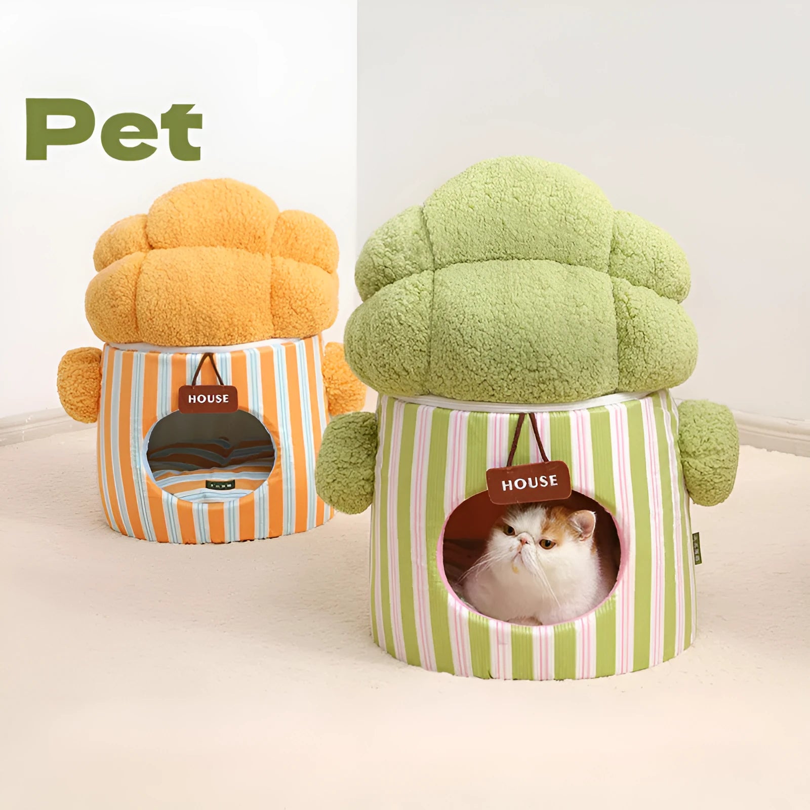 Cauliflower-shaped tree hole nest pet house for small dogs and cats in green colour