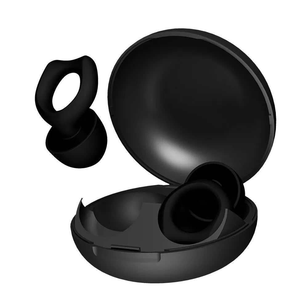 A pair of silicone soundproof earplugs in a choice of colours, presented in an OPP storage case.