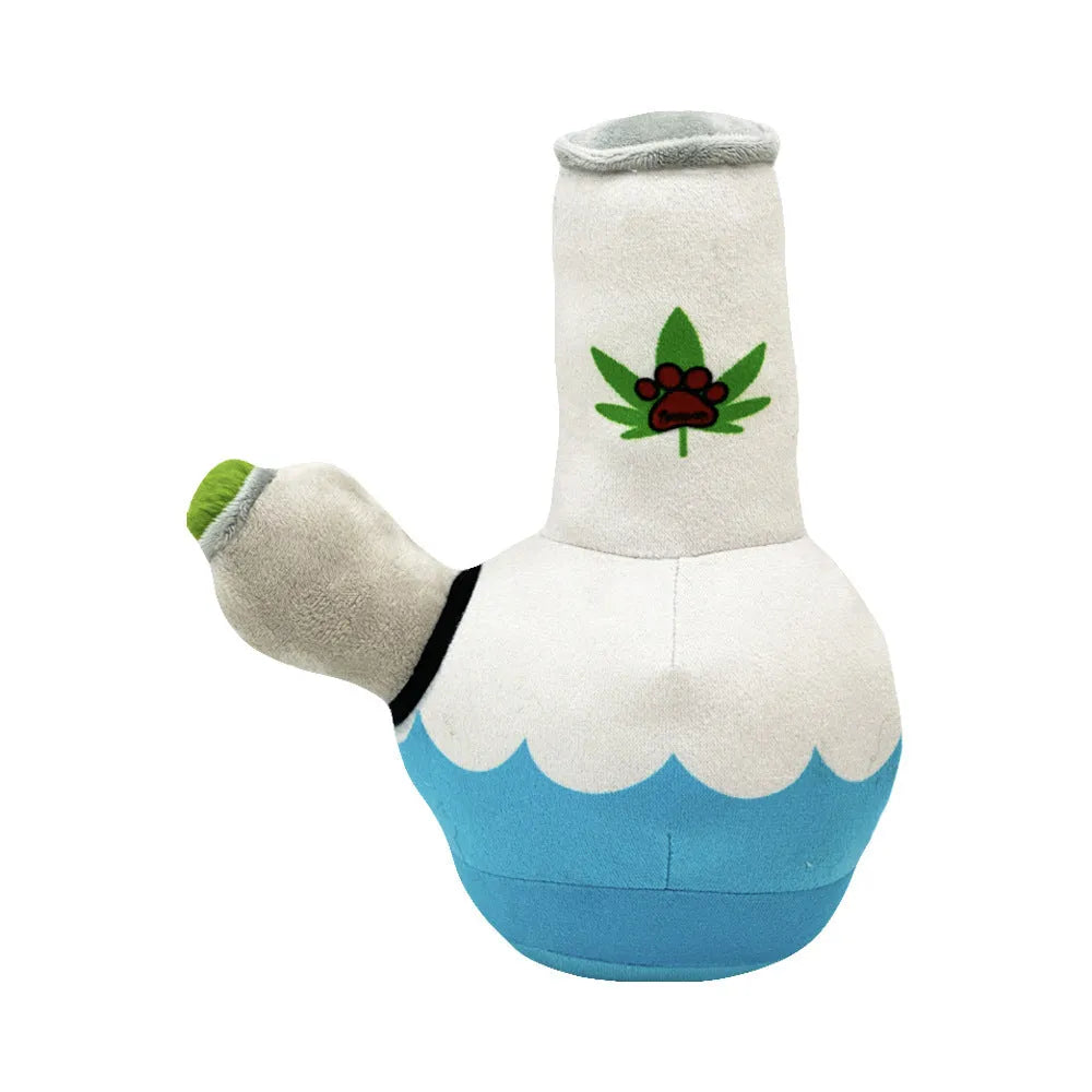 24cm plush dog toy shaped like a kettle with colourful printed picture style pattern
