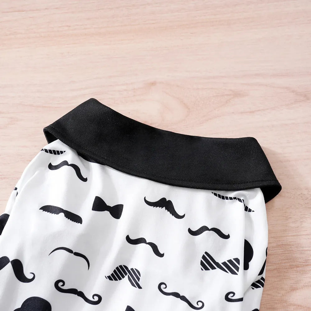 White gentleman beard dog costume on small dog with polyester fabric and casual style