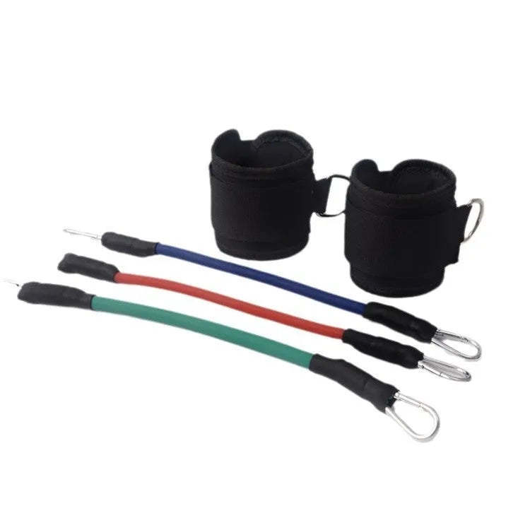 Black Taekwondo training pull rope set for leg conditioning and strength development