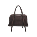 Women's retro genuine leather shoulder bag with double straps and sandwich pocket design in horizontal square shape