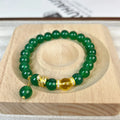 Green chalcedony and red agate roll wealth snake bracelet with copper fittings on wrist