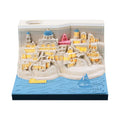 Santorini 3D paper carving building model notepad with LED lighting decoration showing beach scene construction