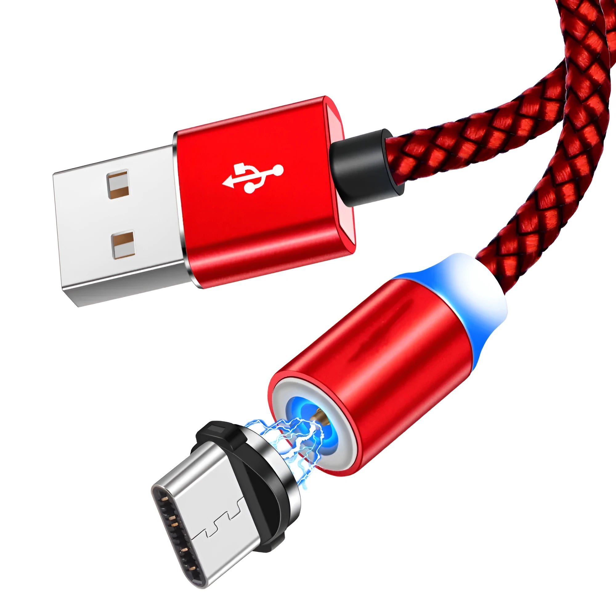 3-in-1 universal magnetic charging cable in black, silver, red, and gold colour options with 1 metre length