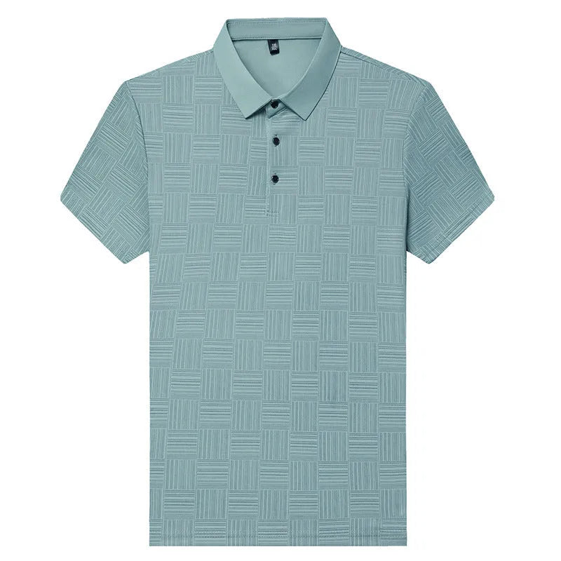 Men's slim fit lapel t-shirt in chemical fibre blend polyester fabric available in five colours