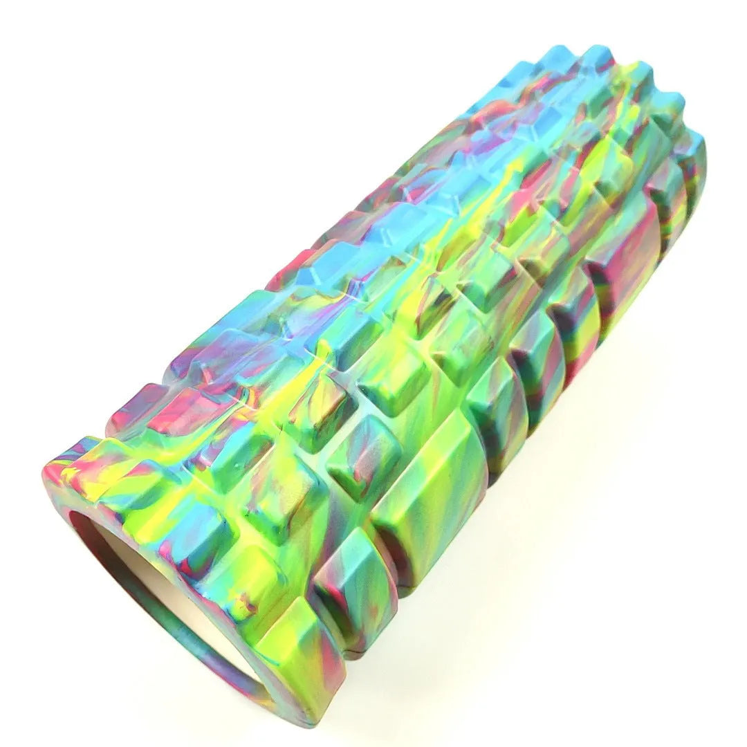 33cm long camouflage pattern EVA foam roller on a floor.