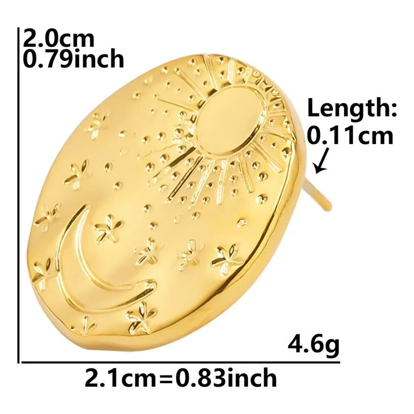 304 stainless steel geometric shell stud earrings with electroplated gold or silver finish