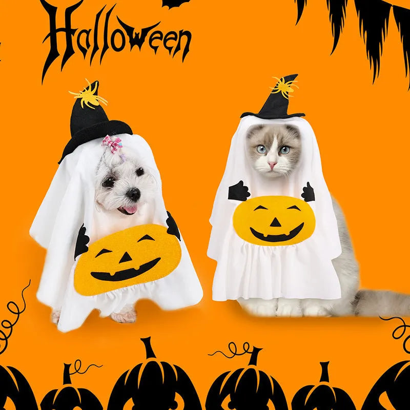 White pumpkin ghost Halloween costume for dogs in three sizes