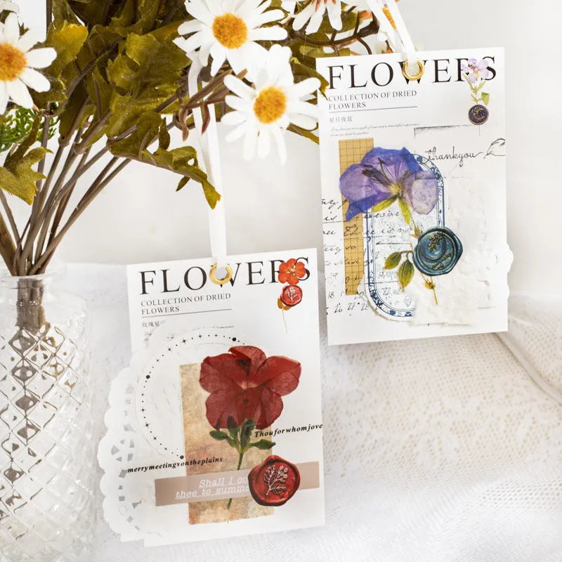 Fire Paint Creative dried flowers journal stickers showing 8 modern art styles on 70mm PET sheets