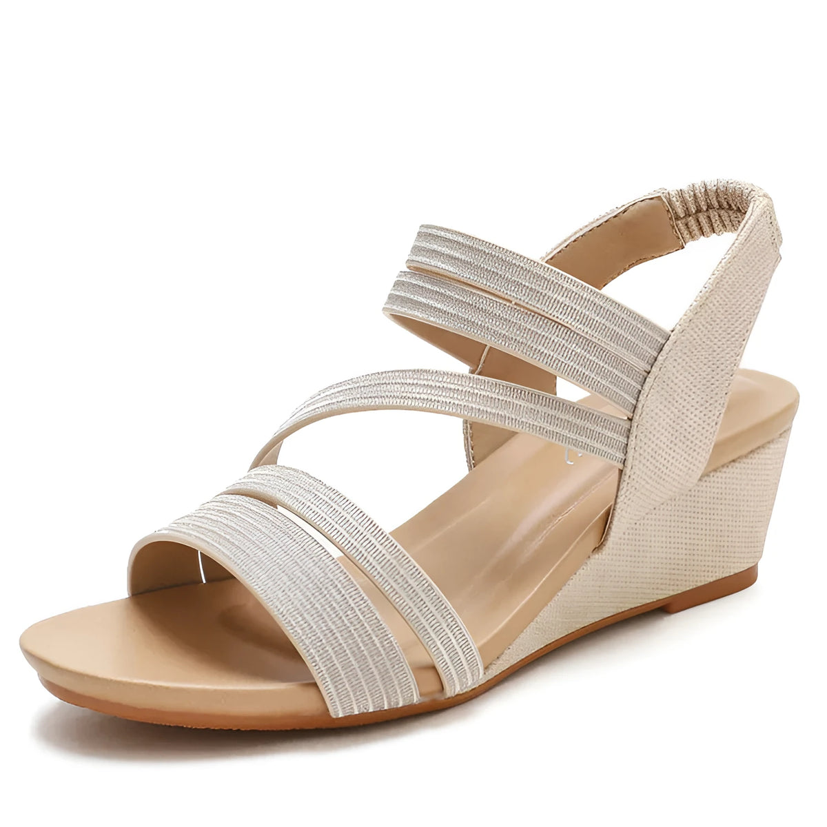 Women's leather platform sandals in gold, grey or pink with 3-5cm heel and TPU sole