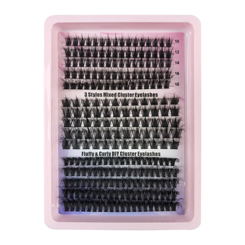 Creative large capacity messy eyelash mixed box measuring 13.7cm x 13.5cm x 1.4cm with five specification options