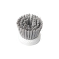 Milk white and mint green kitchen pot brush with soap dispenser in handle and replaceable brush head.