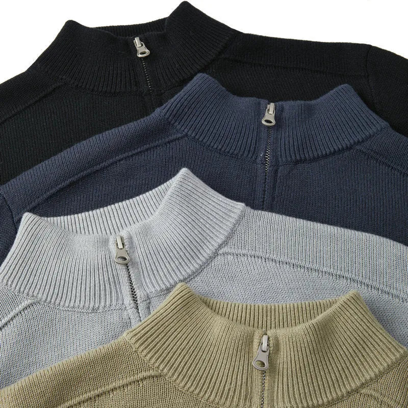 Casual thickened wool sweater in slim fit with long sleeves, shown in various colours including black and light grey