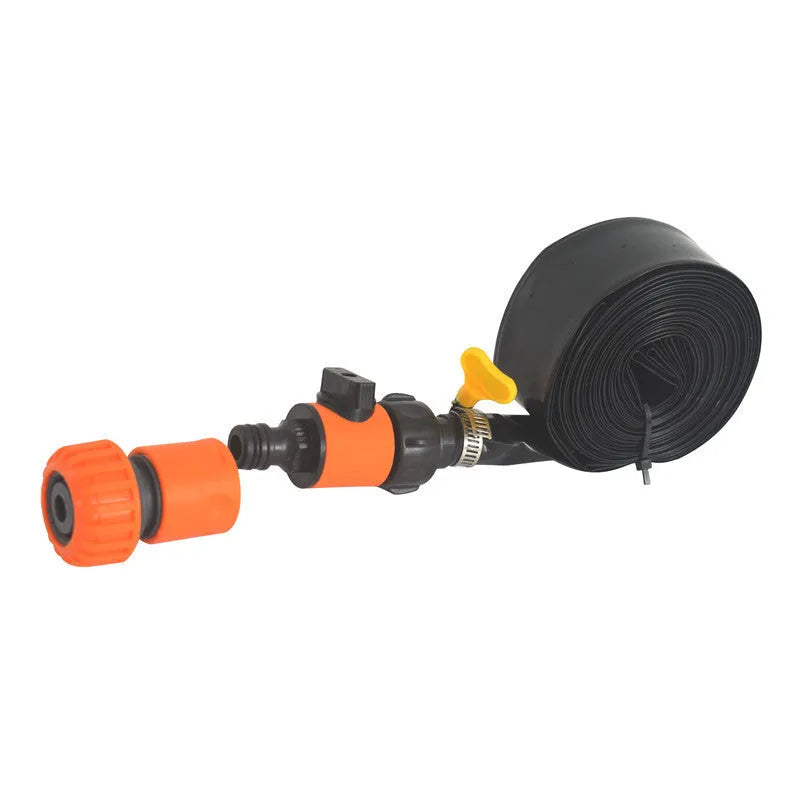 Blue portable garden sprinkler with solar water cooling feature and PVC construction for efficient irrigation