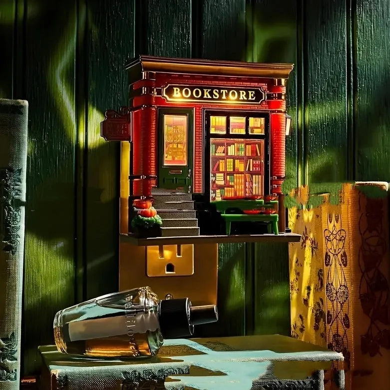 10cm tall resin Christmas house night lamp ornament with cartoon-style design and LED lighting