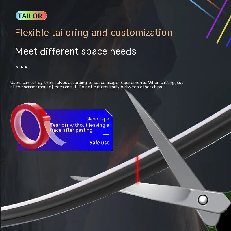 Car interior LED ambient lighting strip with remote control and USB connection