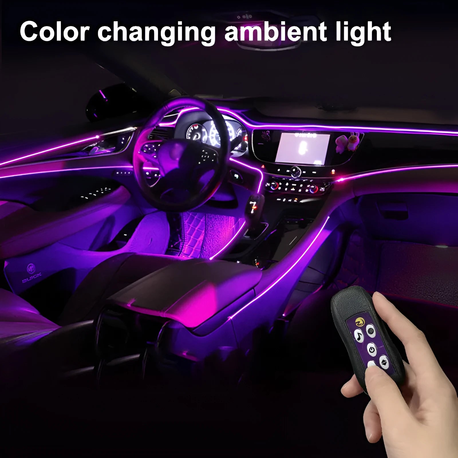 Car LED atmosphere light strip with USB connector for dashboard and centre console colour changing lighting