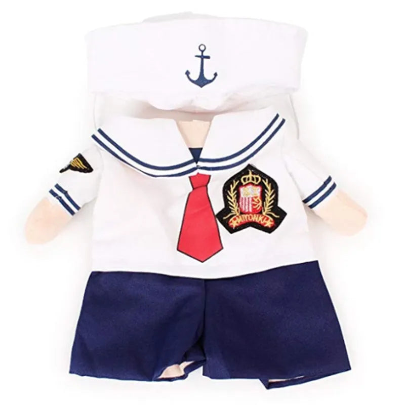 Sailor colour polyester pet costume for cats and dogs, sizes S to XL, role play outfit