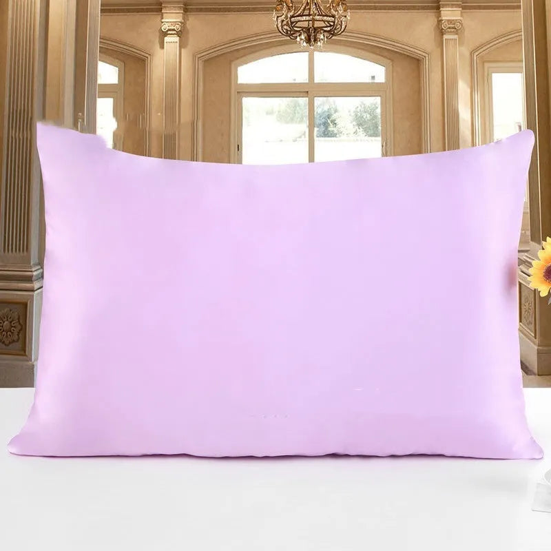 19 M double-sided silk pillowcase in apricot colour, showing smooth texture and size options for UK pillows