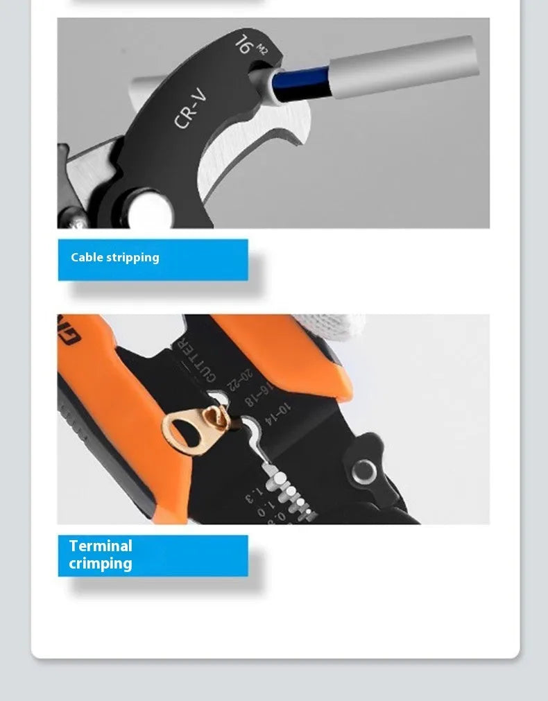 Fully automatic wire stripping pliers with box-mounted design and high carbon steel blades