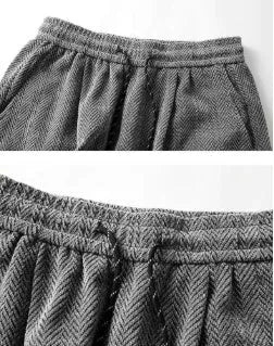 Plus-size hollow-out trousers with fleece lining and elastic waist in straight-leg design, available in multiple colours
