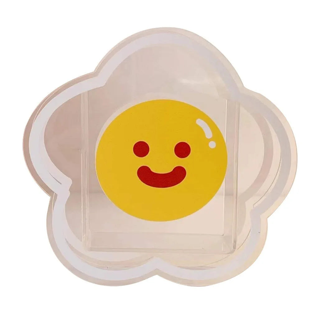Square transparent acrylic stationery storage box with colourful character design on front