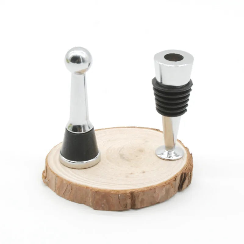 Silver zinc alloy threaded wine stopper with M8 M10 screw threads