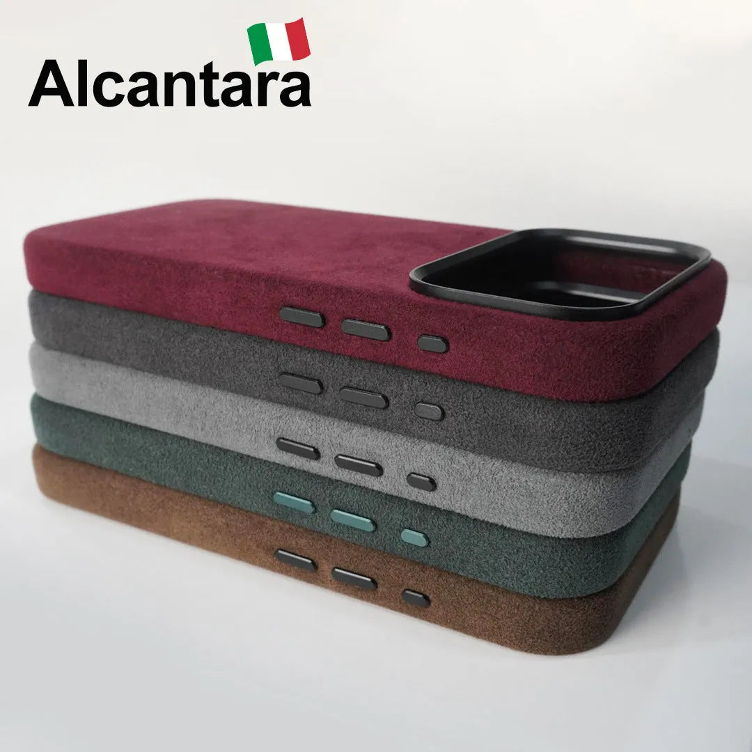 Alcantara magnetic shockproof phone case for iPhone 17 Pro Max Air in a choice of colours.