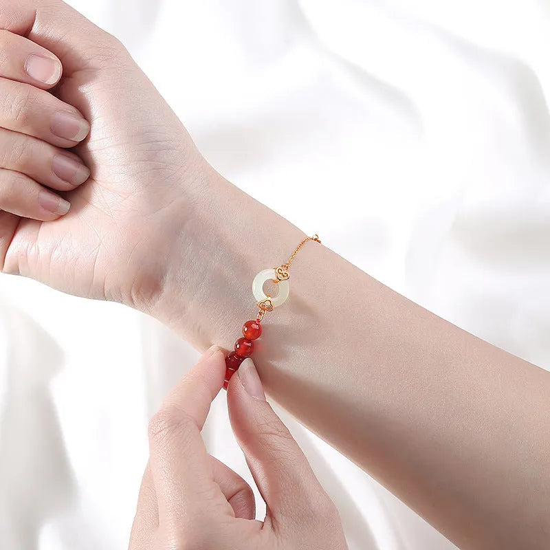 Sterling silver 925 bracelet with peace buckle, Xiangyun and Fu character designs