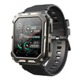 Square aluminium alloy smart watch with Bluetooth call on a silicone sports strap, compatible with iOS