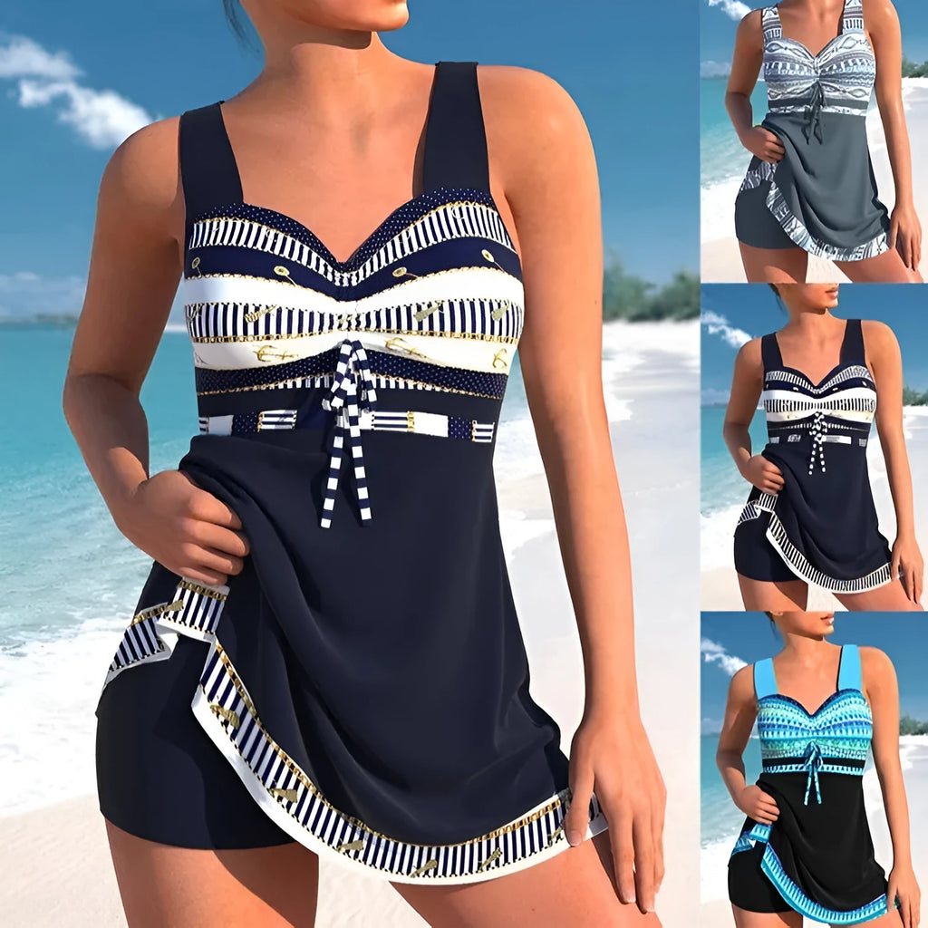 Plus size women's split skirt bikini swimsuit in quick-drying polyester fabric